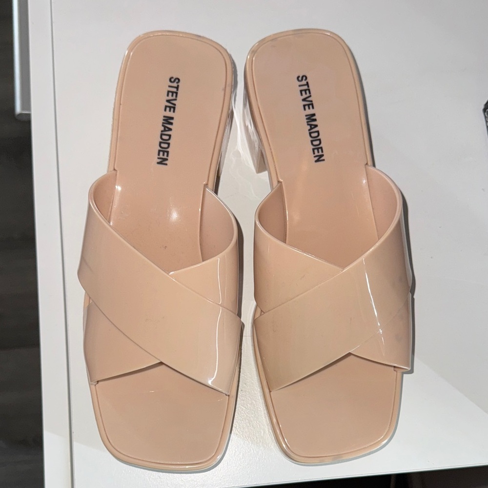 Steve Madden Women's Beige Cross-Strap Mules
